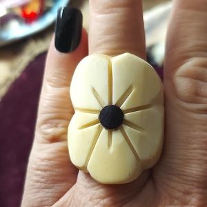 Bone Flower Carved Ring